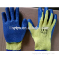 10 gauge yellow cotton yarn blue latex coated glove with wrinkle